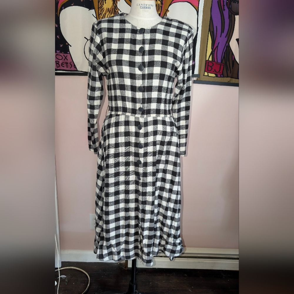 Classic Black and White Checkered Dress